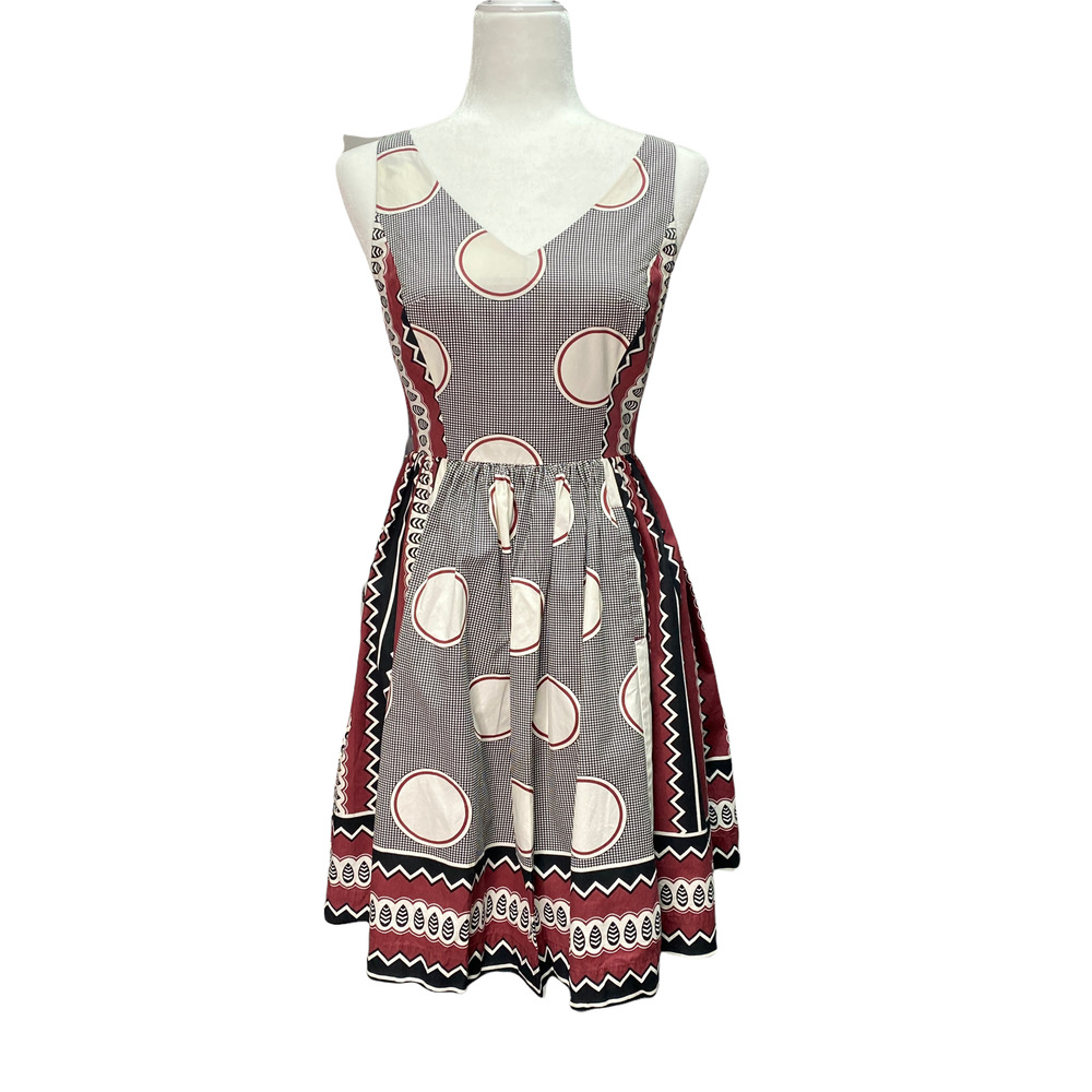 MAEVE for ANTHROPOLOGIE | sz 0 Women's Red/Black Moonsong Fit & Flare Dot Dress